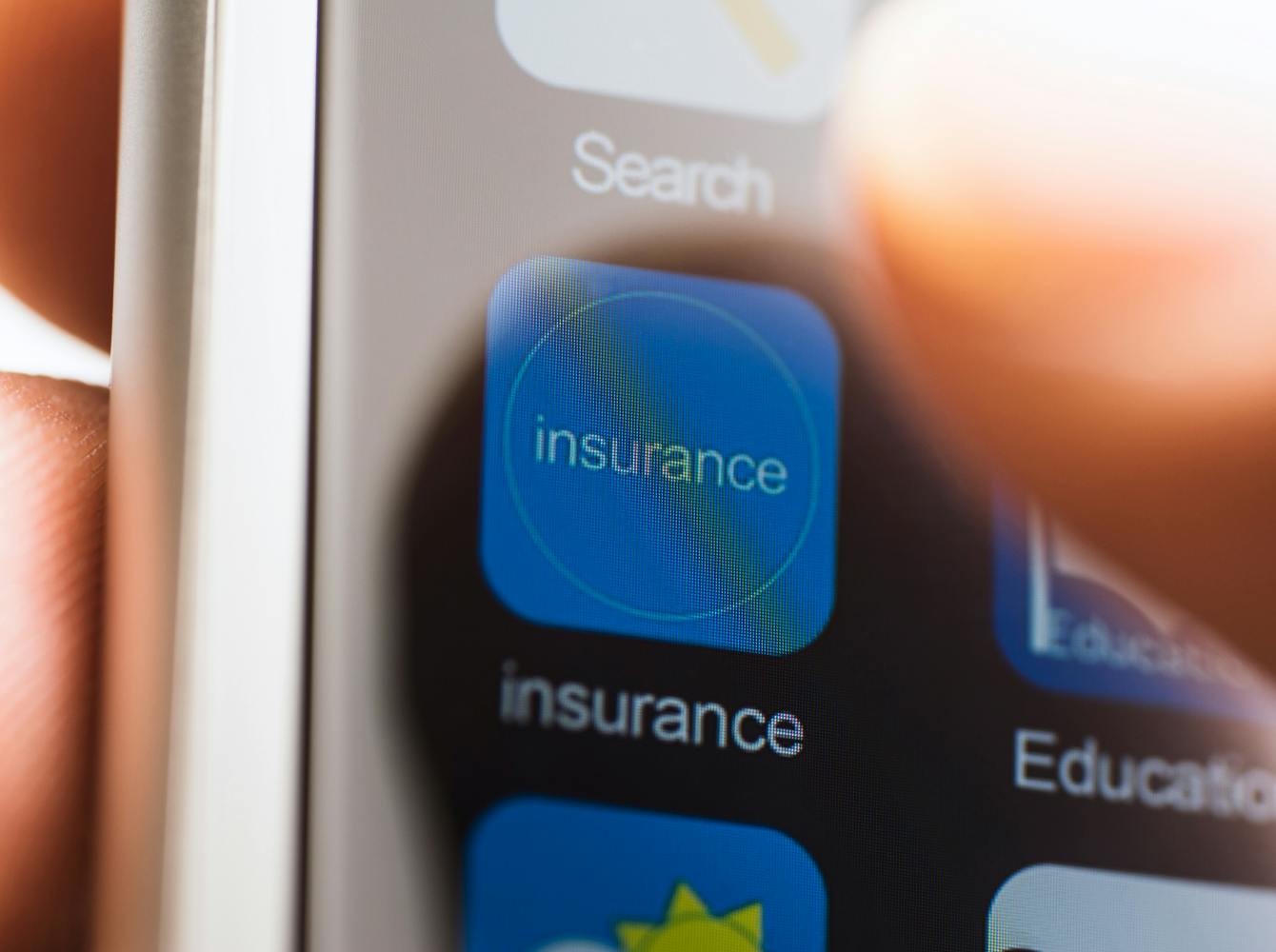 Phone screen with an insurance app