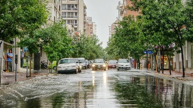 Flooding in city street