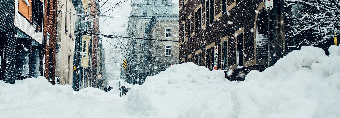 Snowdrifts on a city street